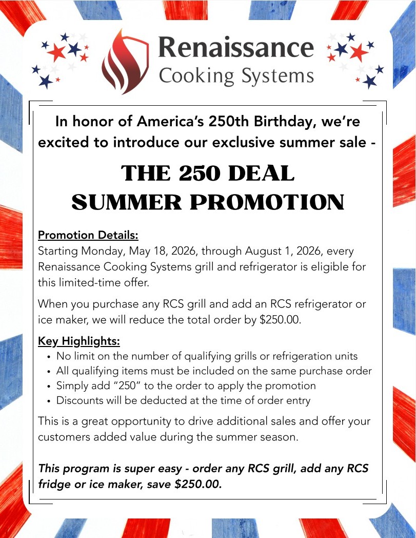 Renaissance Cooking Systems $250 Deal Summer Promotion flyer